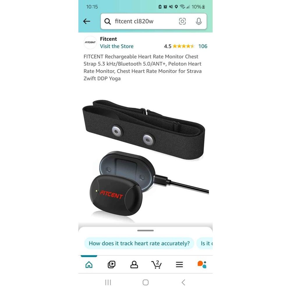 FITCENT Rechargeable Heart Rate Monitor Chest Strap - New